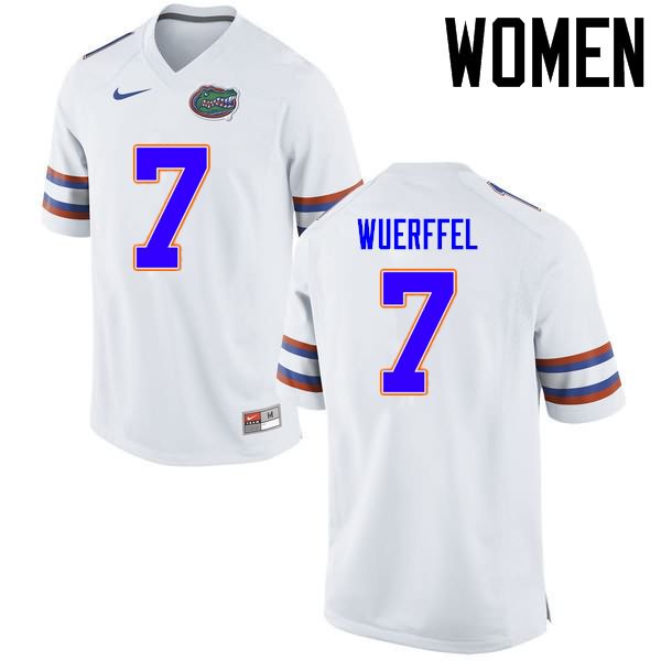 NCAA Florida Gators Danny Wuerffel Women's #7 Nike White Stitched Authentic College Football Jersey YTN8464XH
